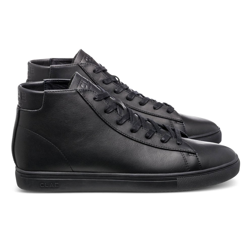 CLAE BRADLEY MID Sneakers Mens USA691-K04 In Triple Black Leather